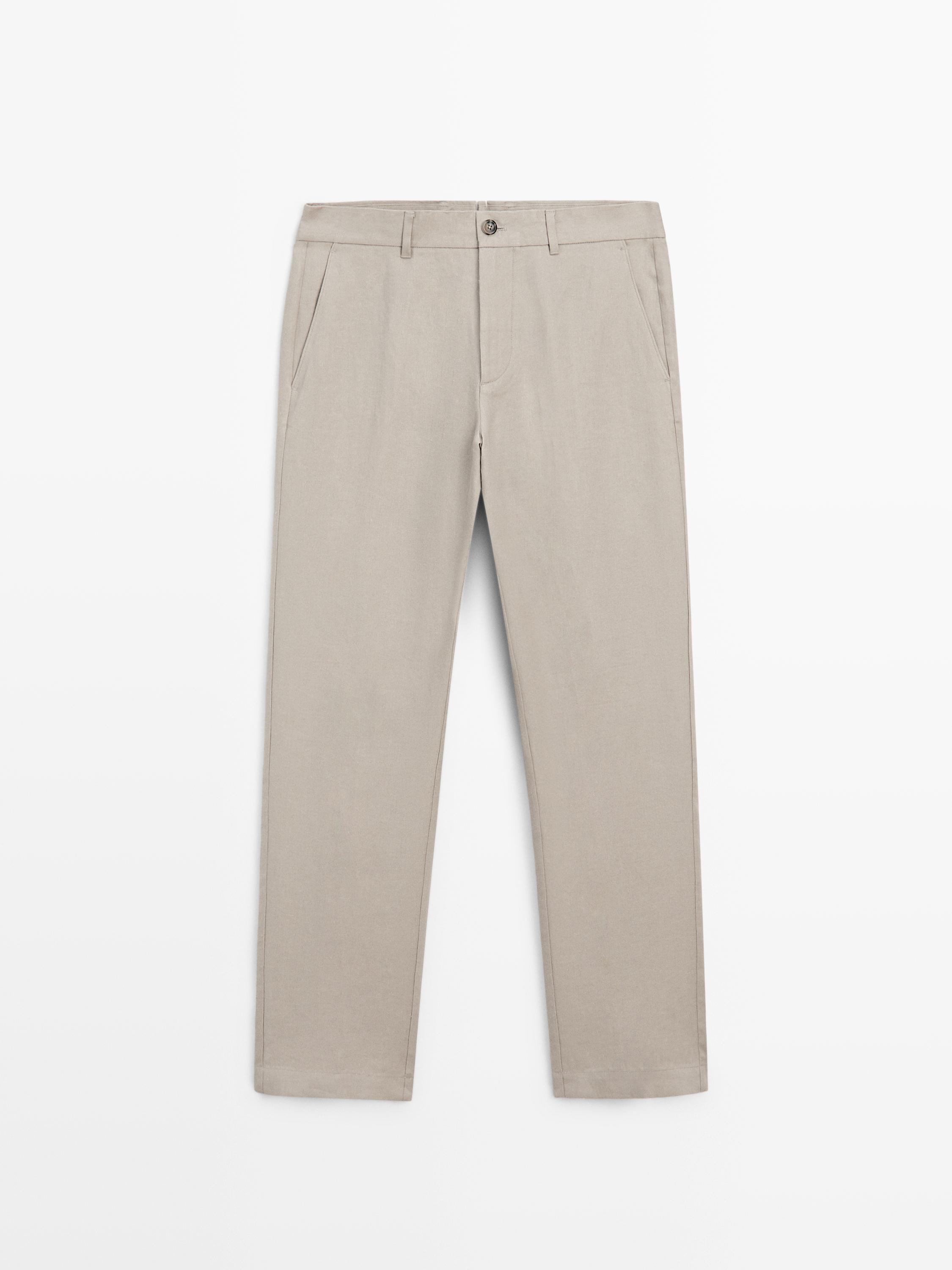 100% linen tapered fit trousers